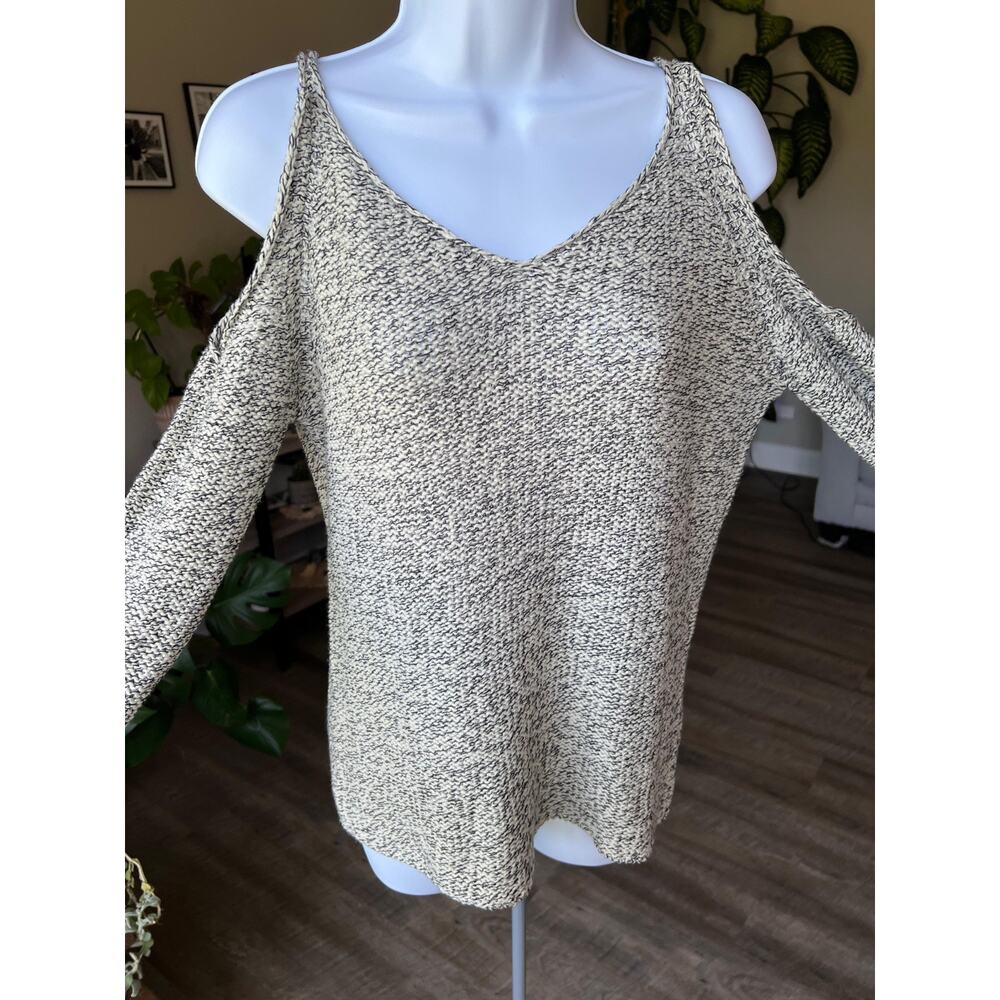 Alya Womens Knit Sweater Sz S Beige V-Neck Long Sleeve #509‎